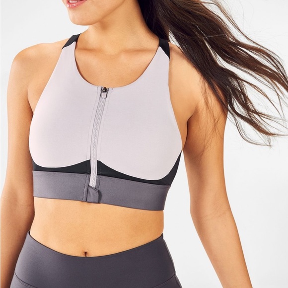 Fabletics grey no bounce front zip sports bra - Picture 13 of 15